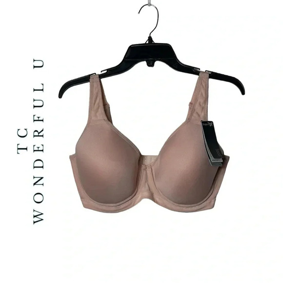 1705. TC “WONDERFUL U” UNPADDED UNDERWIRE BRA THICK‎ STRAPS BEIGE COLOR SIZE 34G - Picture 1 of 8